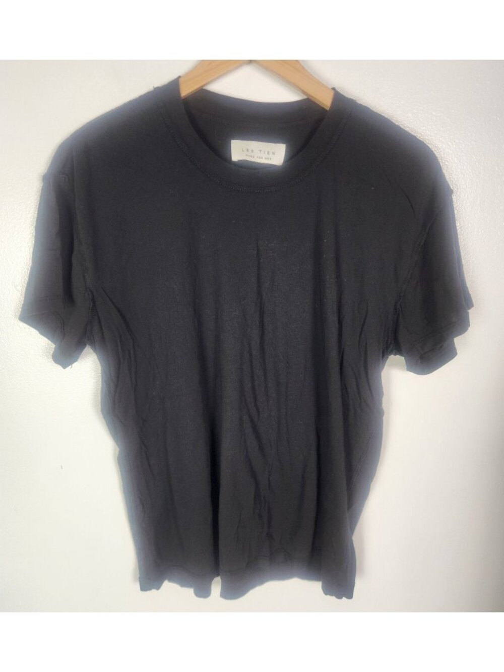 LES TIEN Women's Sz. S Black Cotton T-Shirt